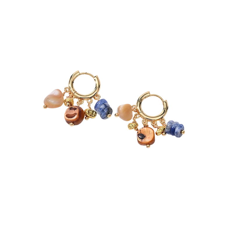 Coastal Tide Gem Hoop Earrings