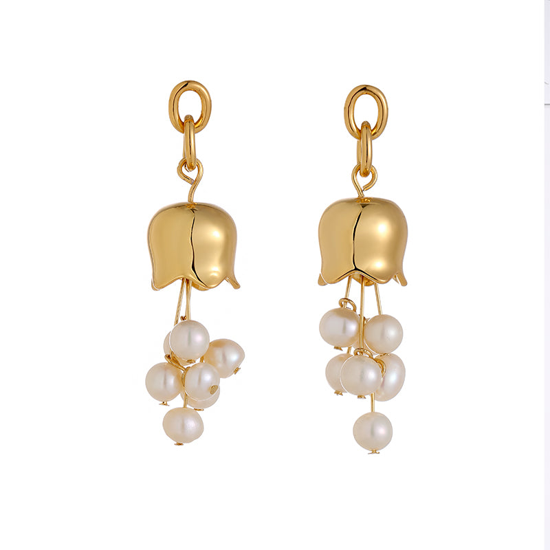 Gold Rose Dangle Earrings
