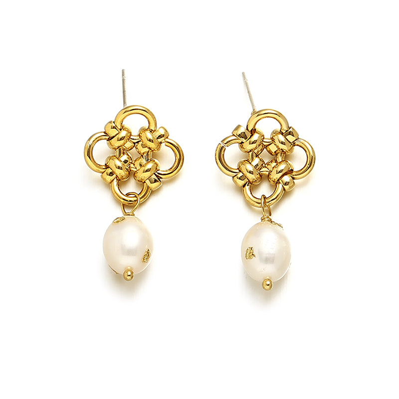 Chinese Knot Pearl Earrings