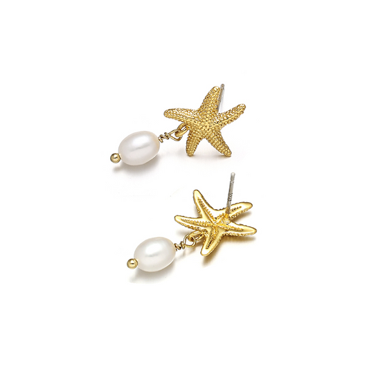 Pendientes de perlas de estrella de mar