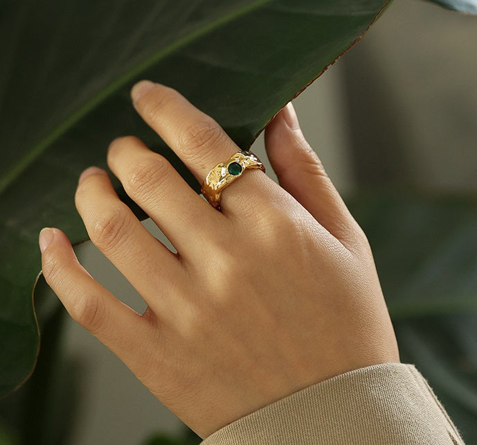 Emerald Hoop Ring
