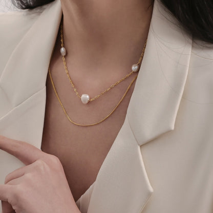 Genuine Pearl Layered Necklace